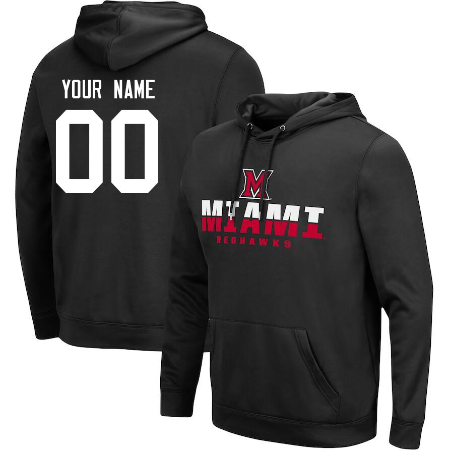 Custom Miami University Redhawks Name And Number Hoodies-Black